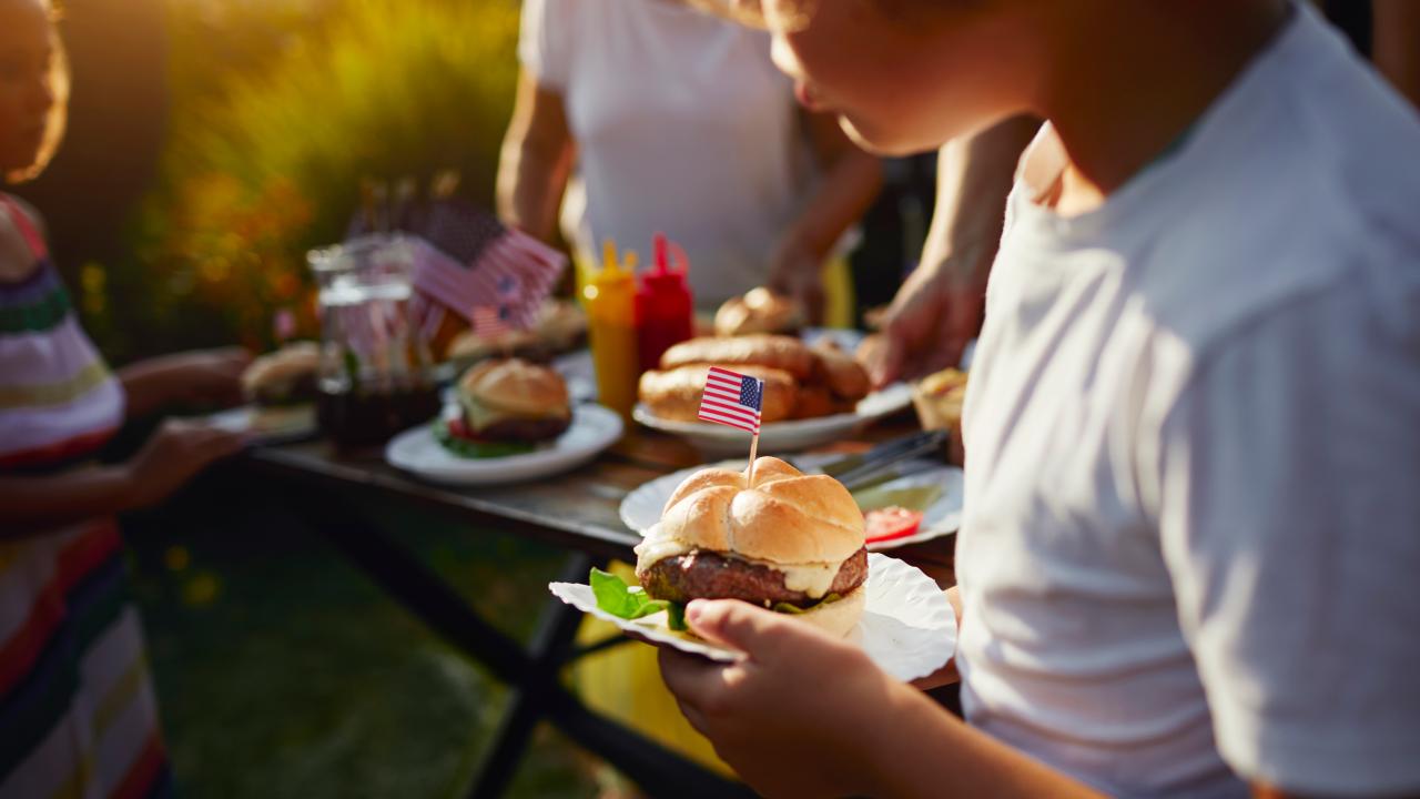 Hamburger with american flag