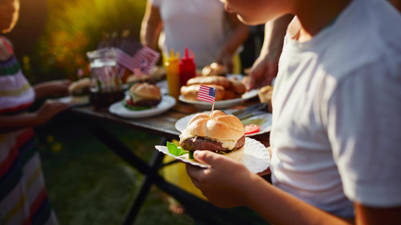 Hamburger with american flag